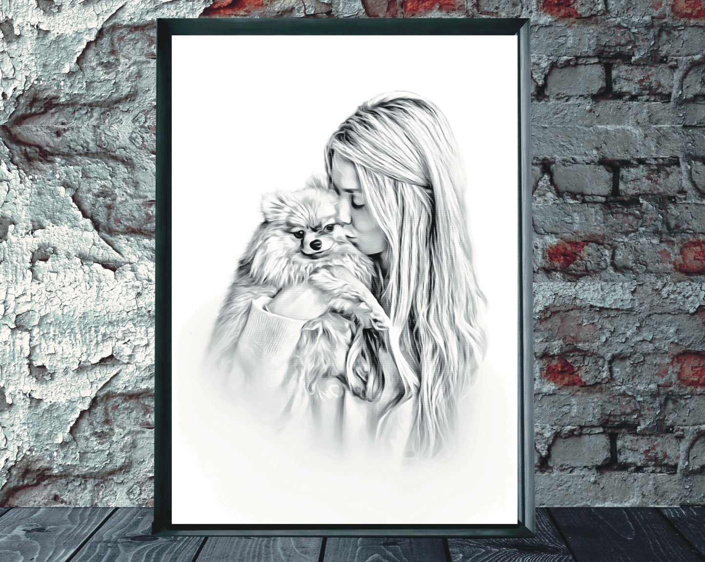 mama and me portriat, my dog and me, portrait of my dog, i love my dog, print of my dog,