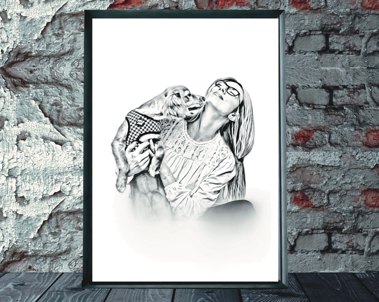 mama and me portriat, my dog and me, portrait of my dog, i love my dog, print of my dog,