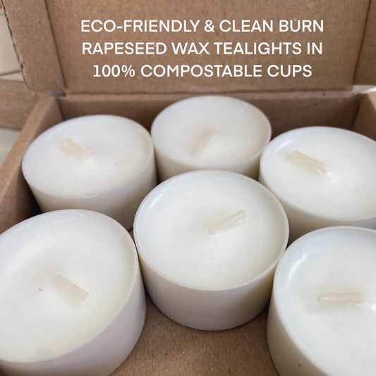 Eco Tea lights - clean burn & eco compostable cups