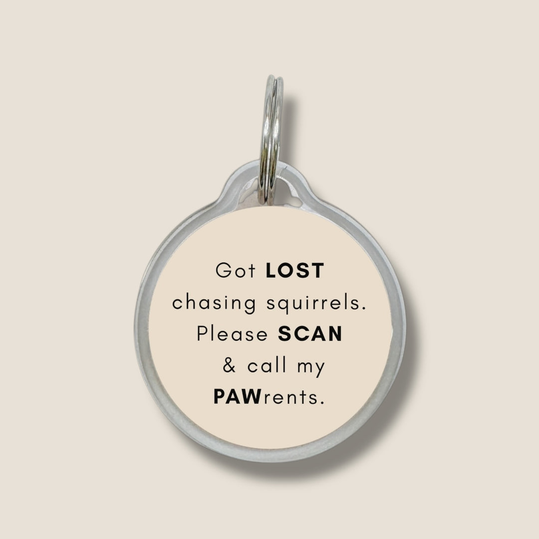 Smart QR Pet Tag - Got lost chasing squirrels