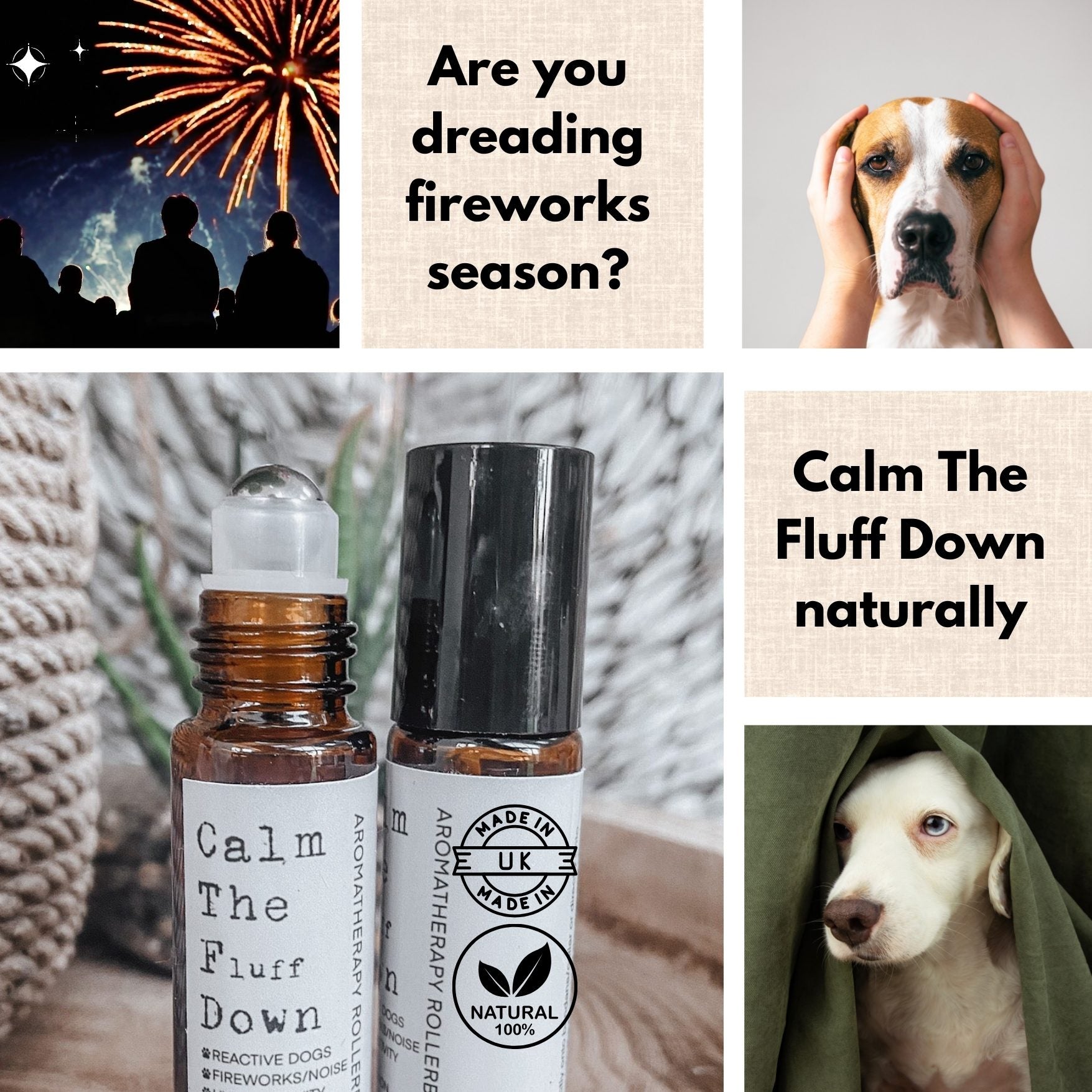Calming Dog Anxiety Rollerball for Fireworks, Travel Separation