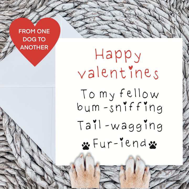 valentines card off the dog, from one dog to another, valentines day card.
