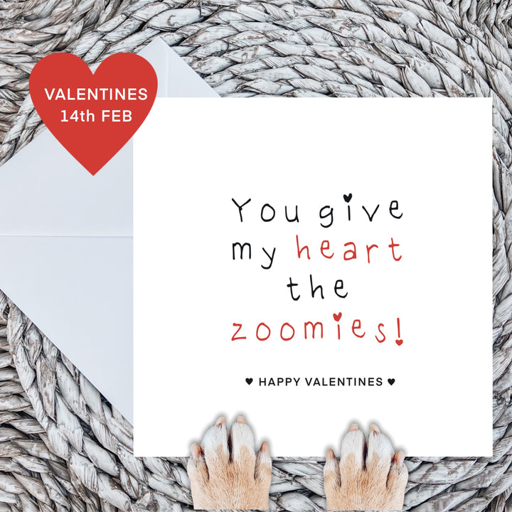 valentines card for dog owner, valentines card off the dog, valentines card for dog lover, you give me heart the zooms

