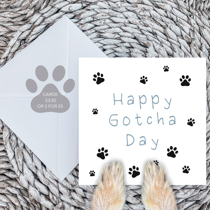 Happy gotcha day card in blue