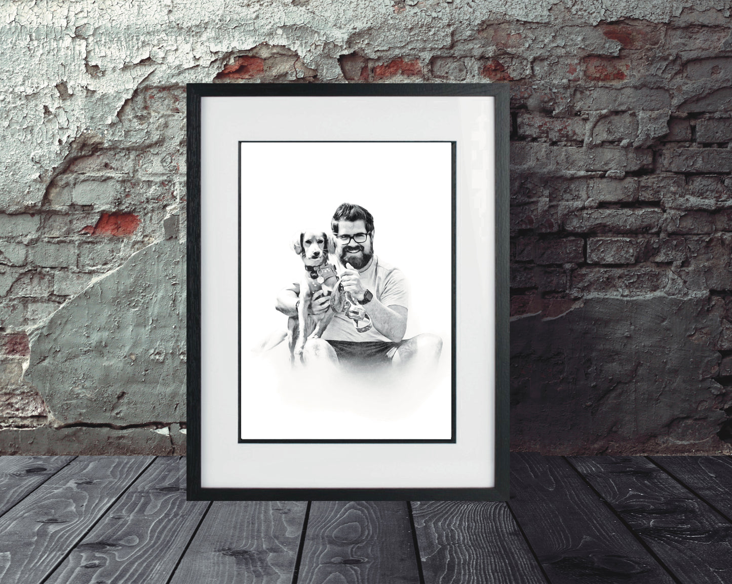 dog dad gift, dad and me portriat, my dog and me, portrait of my dog, i love my dog, print of my dog, gift for boyfriend and his dog