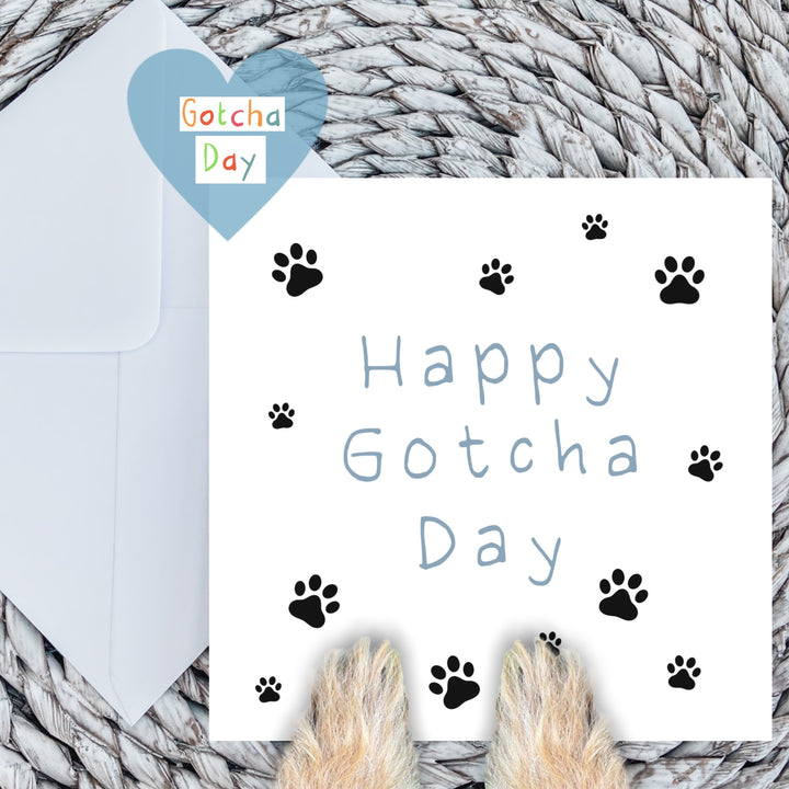 Happy gotcha day card in blue